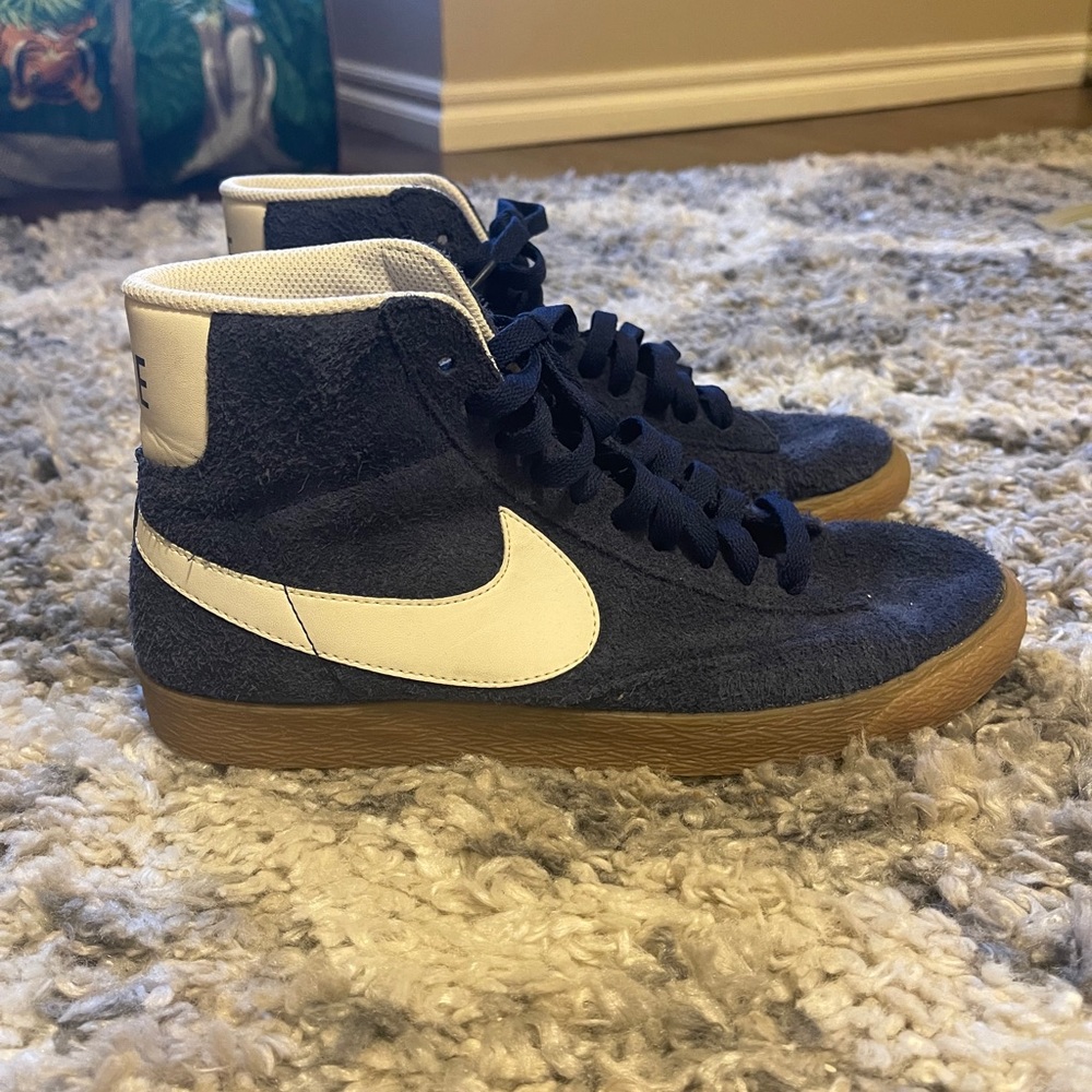 Navy suede nike blazers